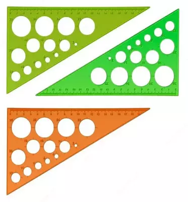 Пластиковая линейка - трафарет окружностей Стамм "NEON Crystal" треугольник 19 см (Арт. - ТК11) Ассорти