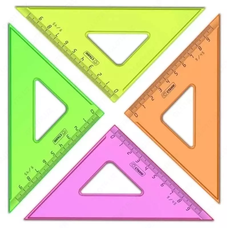 Пластиковая линейка треугольник 9 см Стамм "Neon Crystal" 45 гр. (Арт. - ТК32) Ассорти
