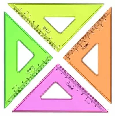 Пластиковая линейка треугольник 9 см Стамм "Neon Crystal" 45 гр. (Арт. - ТК32) Ассорти