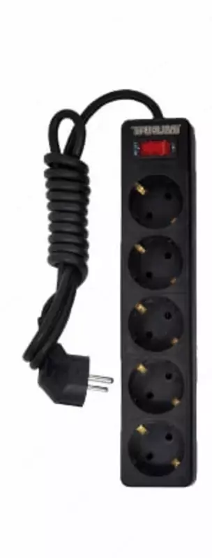 Elektr uzatma kabeli 5 ta rozetkali, UE-1,8 kaliti bilan (uzunligi 1,8 m)