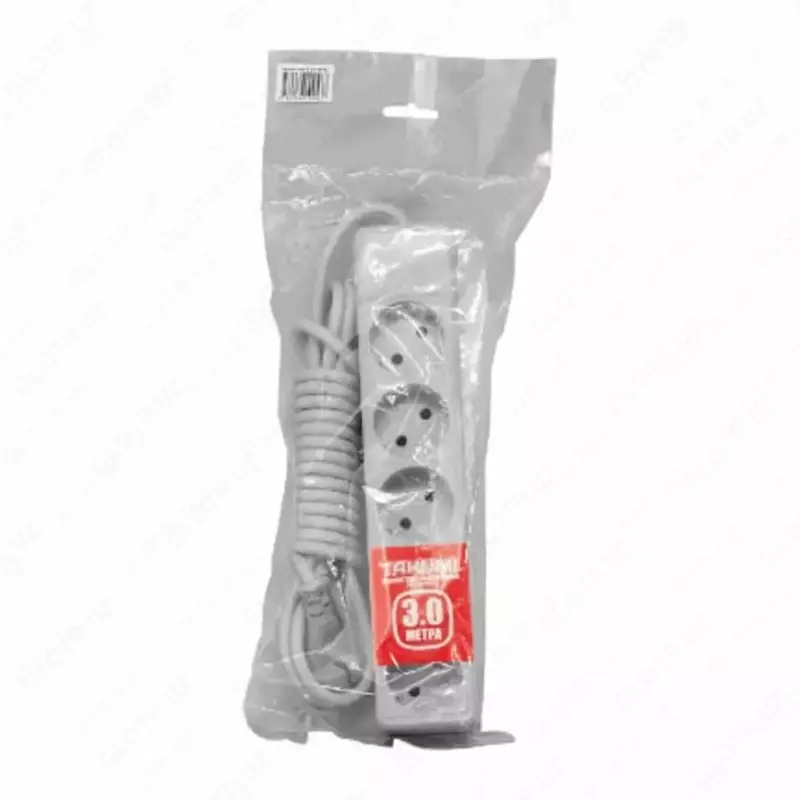 Tarmoq uzatma kabeli "Takumi" 3 m, 5 rozetka (Art. - U530) Kulrang