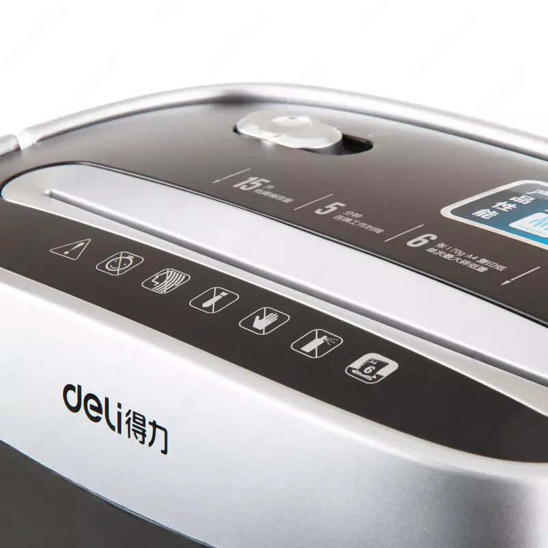 Qog'oz maydalagich "Deli" 6 varaq (Ref. - 9928) Kumush/qora