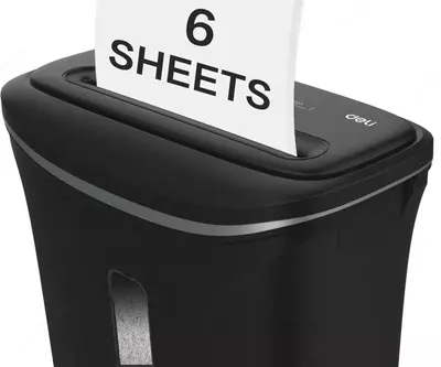 Уничтожитель бумаг "Deli" 6 листов (Арт. - 9945) Черный