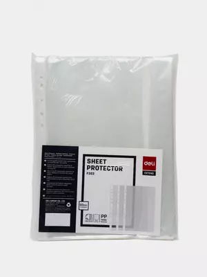 Qadoqlash teshilgan fayllar 0,060 mm "Deli" A4, 100 dona (Art.- 20202EF)