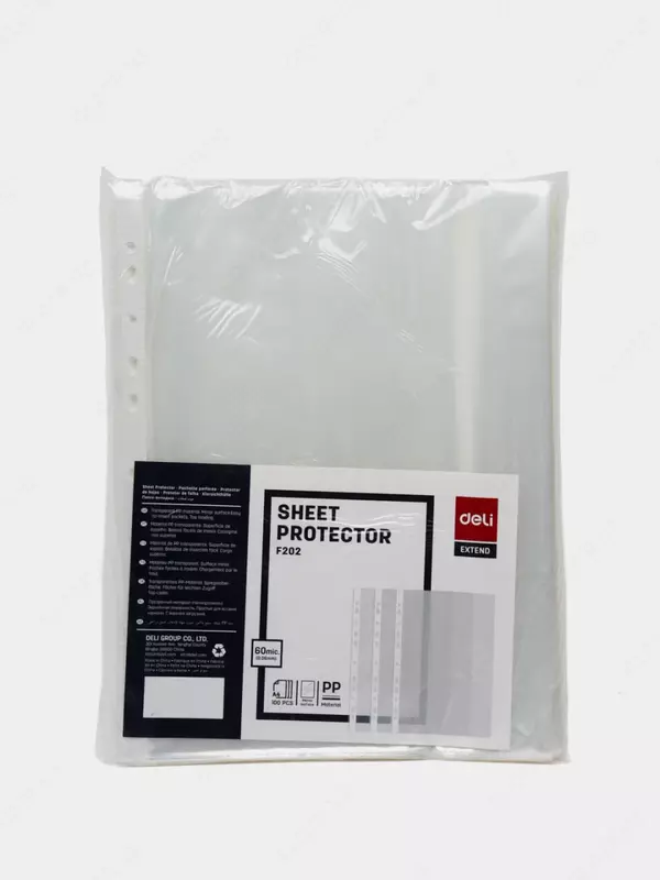 Упаковка перфофайлов 0,060 мм "Deli" А4, 100 шт (Арт.- 20202EF)