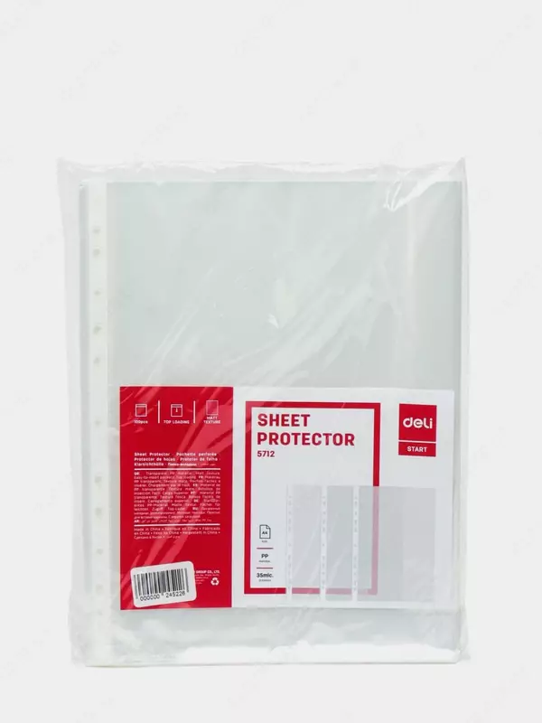 Qadoqlash teshikli fayllar 0,04 mm "Deli" A4, 100 dona (57121-modda)