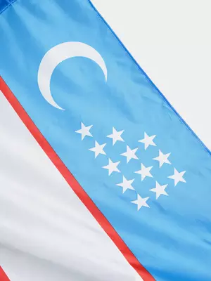 Шелковый государственный Флаг РУз 1 х 1,5 м