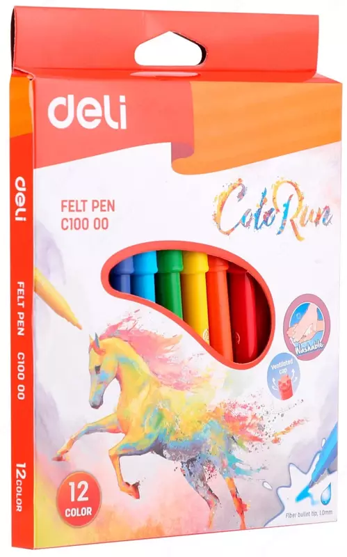 Фломастеры Deli "ColoRun" 12 цв. (Арт.- 10000-EC)