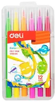 Фломастеры-кисточка Deli "Color Emotion" 12 цв. (Арт.- 10304-EC)