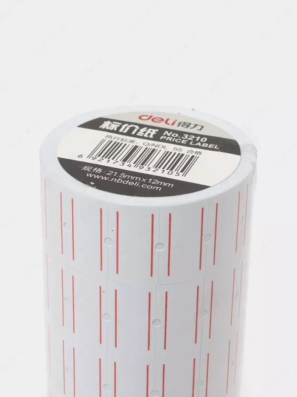 Самоклеящаяся Этикет-лента "Deli" 21,5 х 12 мм (Арт. - 3210) Белая/красная