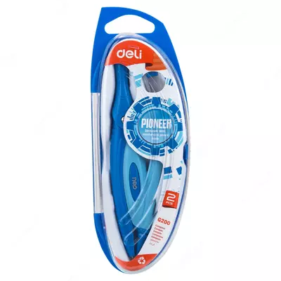 Чертежный циркуль "Deli Pioneer" туба с запасными грифелями (Арт.-20002-EG) Ассорти