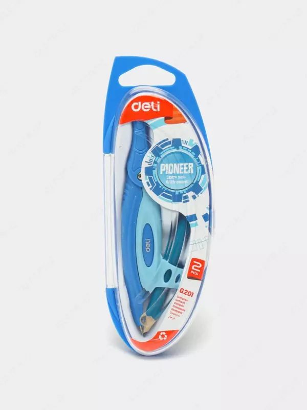 Chizma kompas "Deli Pioneer" qalamli plastik naycha (Art.-20102-EG) Assortiment