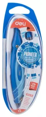 Чертежный циркуль "Deli Pioneer" пластиковая туба с карандашными грифелями (Арт.-20202-EG) Ассорти