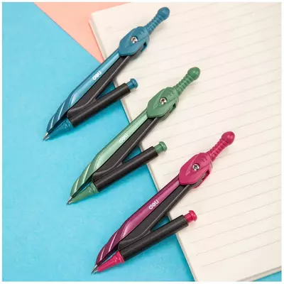 Чертежный циркуль "Deli Orbit" туба с запасными грифелями (Арт.- 20302-EG) Ассорти