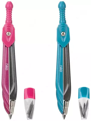 Чертежный циркуль "Deli Orbit" пластиковая туба с карандашными грифелями (Арт.-20502-EG) Ассорти