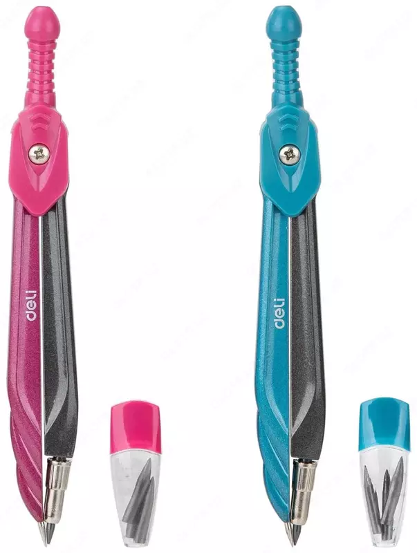 Чертежный циркуль "Deli Orbit" пластиковая туба с карандашными грифелями (Арт.-20502-EG) Ассорти