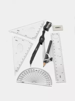 Чертежный набор "Deli Orbit" 8 предметов (Арт.- 30404-EG) Черный/Серебристый