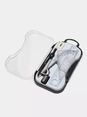 Чертежный набор "Deli Orbit" 8 предметов (Арт.- 30404-EG) Черный/Серебристый