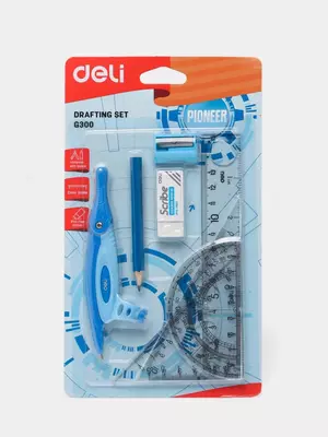 Чертежный набор "Deli Pioneer" 8 предметов (Арт.- 30001-EG) Ассорти
