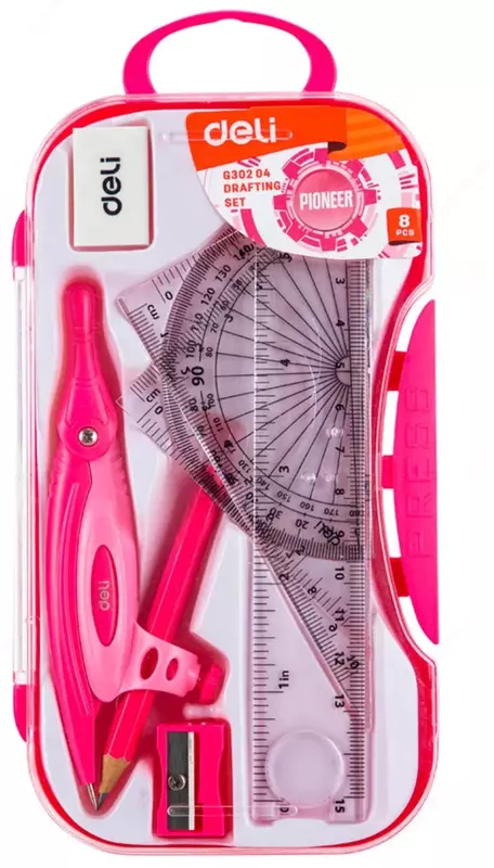 Чертежный набор "Deli Pioneer" 8 предметов (Арт.- 30204-EG) Ассорти