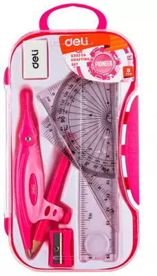 Чертежный набор "Deli Pioneer" 8 предметов (Арт.- 30204-EG) Ассорти