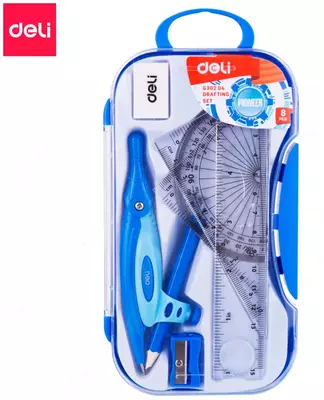Чертежный набор "Deli Pioneer" 8 предметов (Арт.- 30204-EG) Ассорти