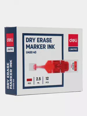 Doimiy marker Deli "WB 005" uchun siyoh 2,5 ml/12 dona. (Art. No - 45040-EU) Qizil