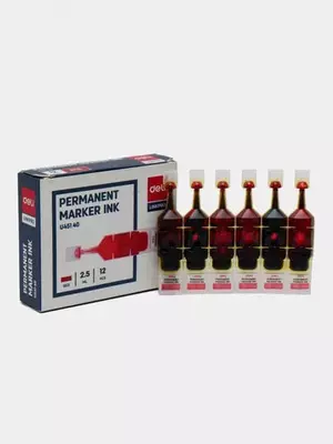 Doimiy marker uchun siyoh "Deli" 105, 2,5 ml/12 dona. (Art. No - 45140-EU) Qizil