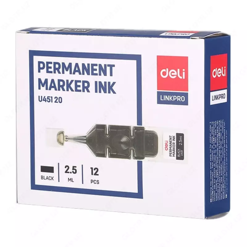 Чернила для перманентного маркера "Deli" 105, 2.5 мл/12 шт. (Арт. - 45120-EU) Черные