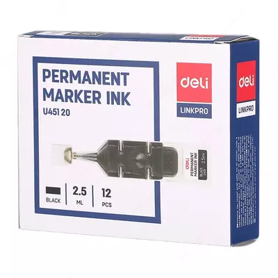 Чернила для перманентного маркера "Deli" 105, 2.5 мл/12 шт. (Арт. - 45120-EU) Черные