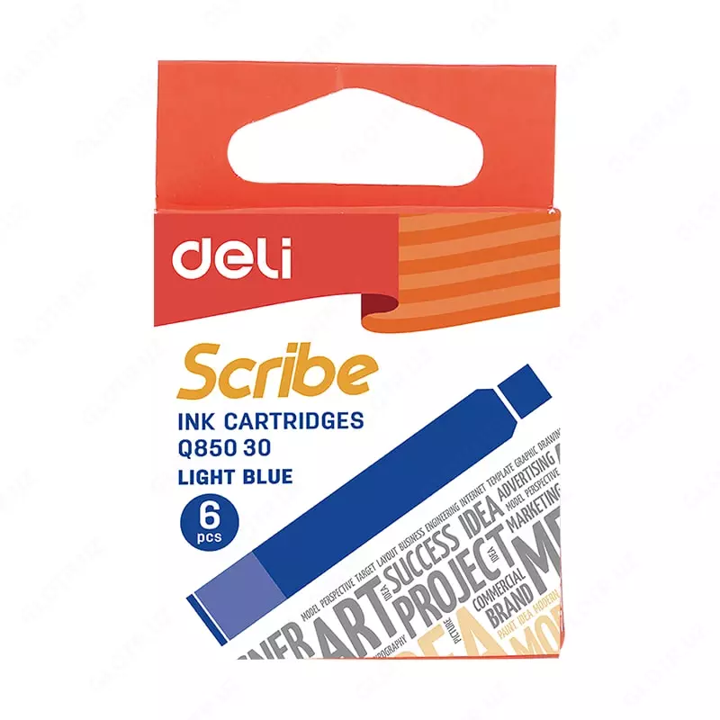 "Deli" favvorali ruchka uchun siyoh kartriji 6 dona. (Ref. - 85030-EQ) Moviy