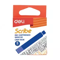 Чернила-картридж к перьевой ручке "Deli" 6 шт. (Арт. - 85030-EQ) Голубые