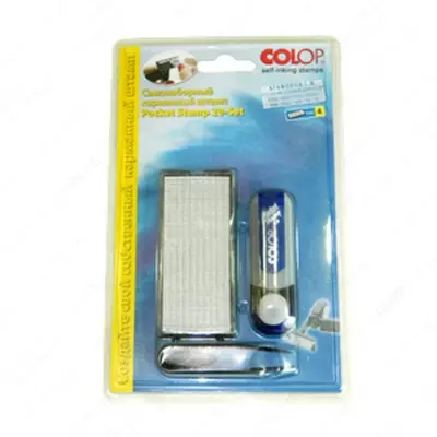 Штамп самонаборный Colop "Pocket Stamp 20" Set 19 русск. (Арт. - 109144) Синий/Индиго