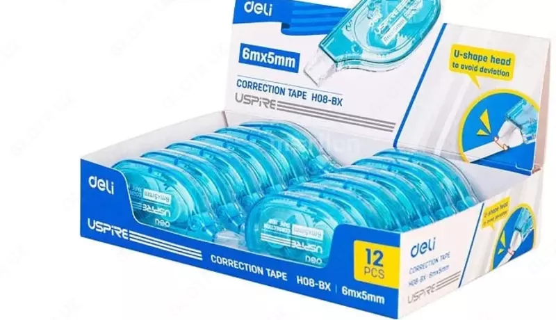 Корректирующая Штрих-лента Deli "Uspire" 6 м х 5 мм (Арт. - 08-BX-H) Прозрачно/голубая