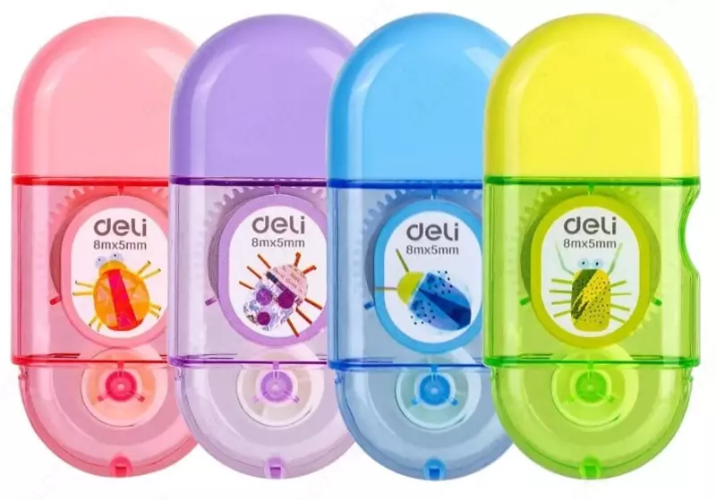 Корректирующая Штрих-лента Deli "Comico" 8 м х 5 мм (Арт. - 351-H) Ассорти