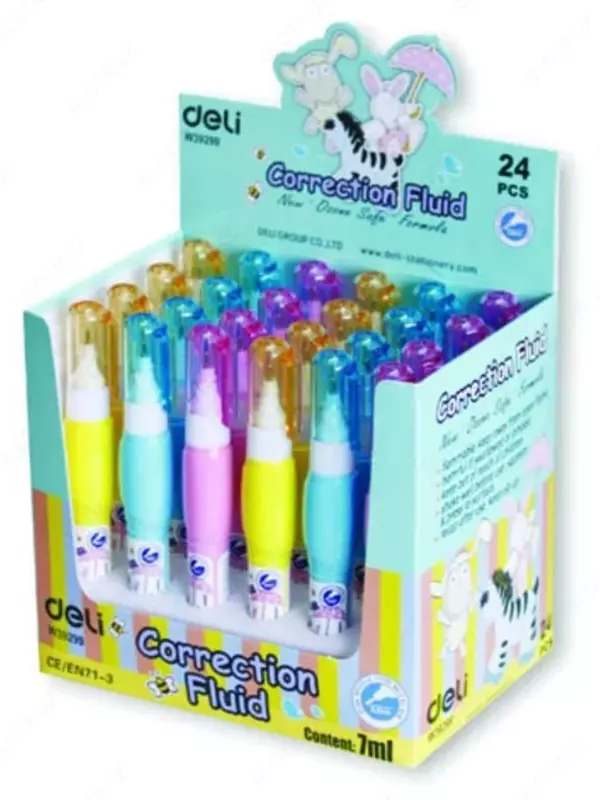 Корректирующая штрих-ручка "Deli" 7 мл. (Арт. - 39299) Ассорти