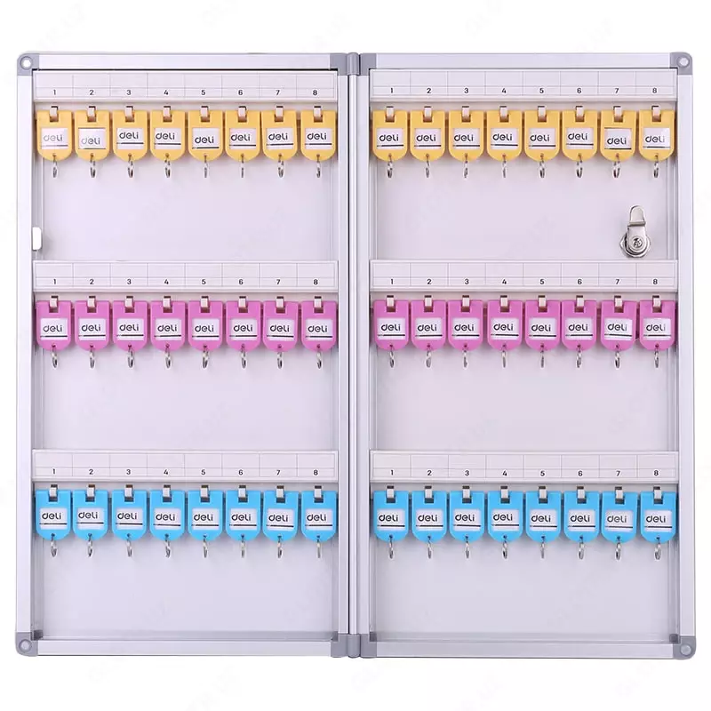 Универсальный Шкаф для ключей "Deli" 48 ключей (Арт.- 50801) Серый