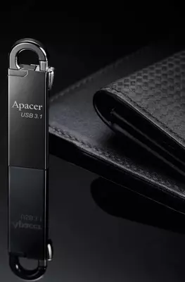 Flash - Disk "Apacer" AH15A, 64 GB, USB 3.1 (Art. № - AP64GAH15AA-1) Qora