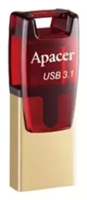 Flash - Накопитель "Apacer" Dual AH180, 64GB, USB 3.1 (Арт. - AP64GAH180R-1) Красный/Золотистый