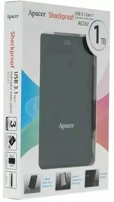 Qattiq disk - HDD "Apacer" 2,5" AC532, USB 3.1, 2TB (Art. No. - AP2TBAC532B-1) Qora