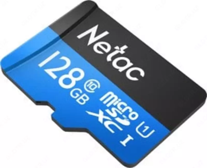 Карта памяти microSD "Netac" 128GB, C10, UHS-I R80MB/s + SD (Арт. - NT02P500STN-128G-R) Синяя/Черная