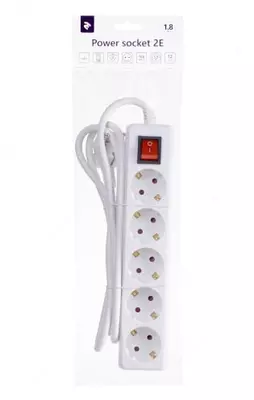 Uzatma kabeli "2E 1,8 m, 5 rozetka (Art. - 2E-U05ESM1.8) Oq