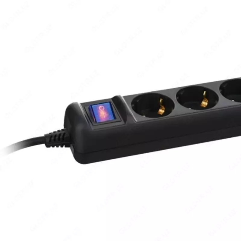 Uzatma kabeli "2E 3 m, 5 rozetka (Art. - 2E-05ESM3BK) Qora