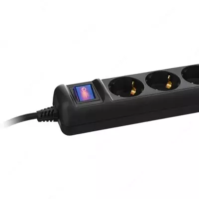 Сетевой фильтр-удлинитель "2Е 3 м, 5 розеток (Арт. - 2E-05ESM3BK) Черный