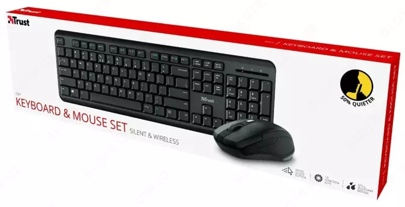 Беспроводная клавиатура и мышь "Trust" Combo Ody Silent WL USB (Арт. - 24159_TRUST) Черная