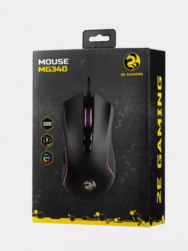 Simli o'yin sichqonchasi "2E GAMING" MG340 RGB, USB (Art. - 2E-MG340UB) Qora