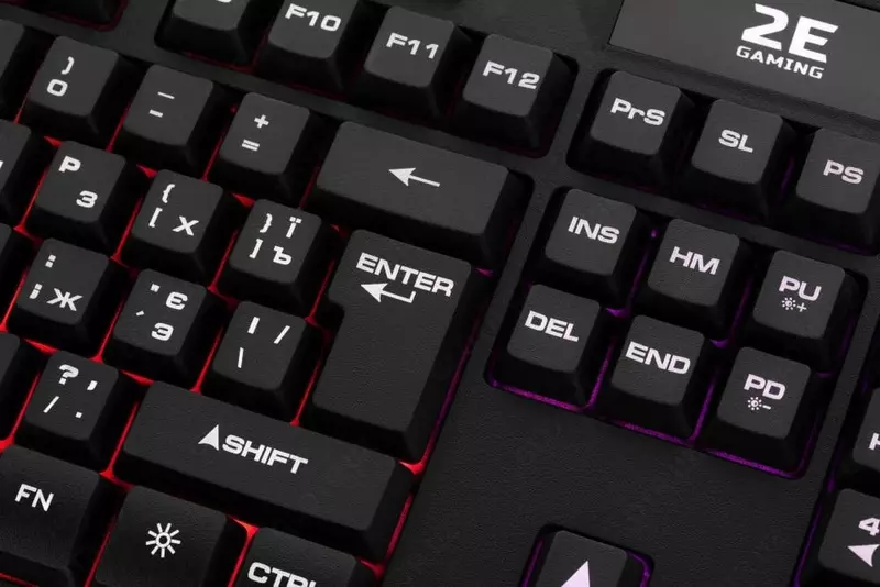 Simli o'yin klaviaturasi "2E GAMING" KG340 LED USB (Art. - 2E-KG340UBK) Qora