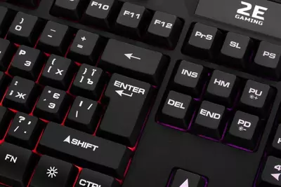 Simli o'yin klaviaturasi "2E GAMING" KG340 LED USB (Art. - 2E-KG340UBK) Qora