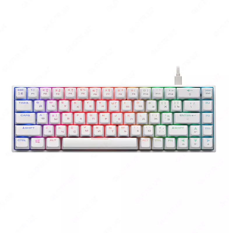 Проводная игровая клавиатура "2E GAMING" Gateron KG370 RGB USB (Арт. - 2E-KG370UWT-BL) Белая