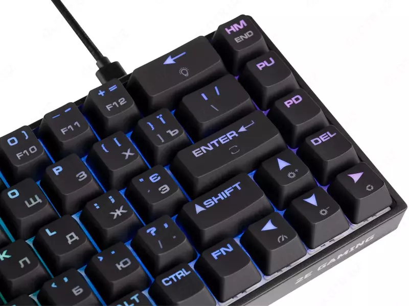 Simli o'yin klaviaturasi "2E GAMING" Gateron KG370 RGB USB (Art. № - 2E-KG370UBK-RD) Qora